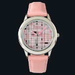 Reloj De Pulsera Retro Red Rosa y Starbursts Guardia Infantil<br><div class="desc">Esta Red Rosa Retro y Starbursts Kid's Watch es donde el estilo vintage se une a los tiempos modernos. El fondo es rosa claro, con kitsch, cuadrados y rectángulos fuera de kilómetros en gris paloma y tres tonos rosas. Los caprichosos bloques de color están sobredimensionados y trabajados en algunas de...</div>