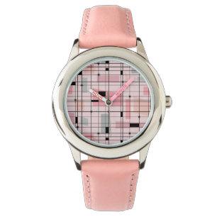 Reloj De Pulsera Retro Red Rosa y Starbursts Guardia Infantil
