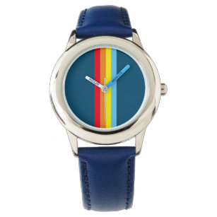 Reloj De Pulsera Retro Stripes Watch (Navy Blue Multi)