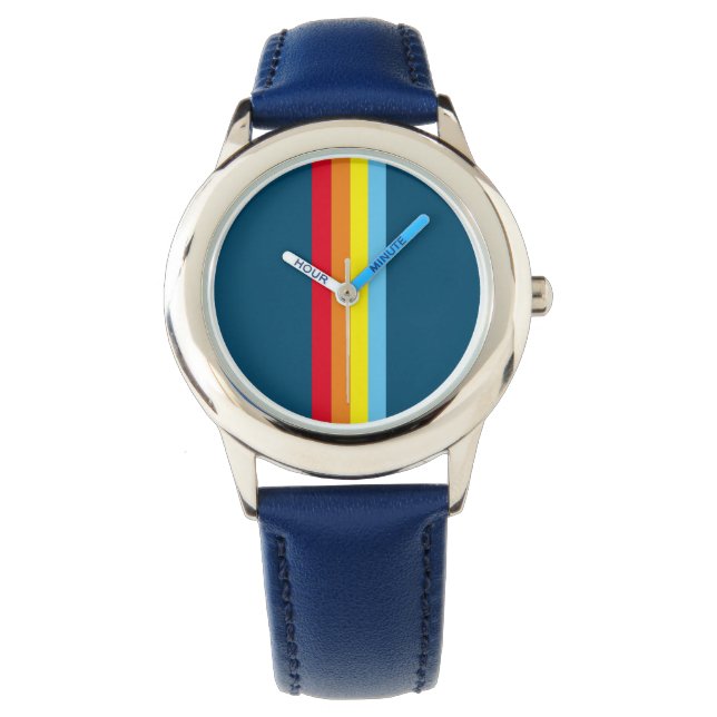 Reloj De Pulsera Retro Stripes Watch (Navy Blue Multi) (Anverso)