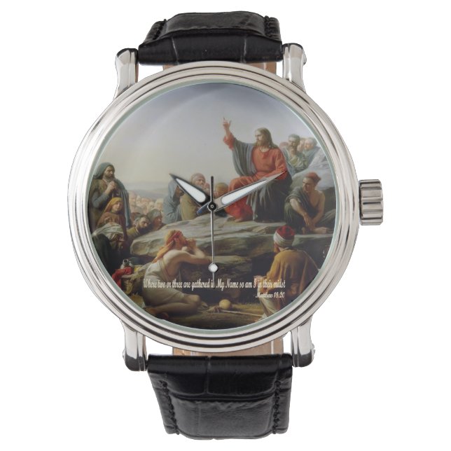 Reloj De Pulsera Reúna en mi nombre - Matt 18:20 (Anverso)