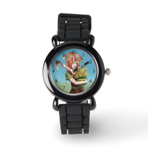 Reloj De Pulsera Reuniendo flores con un dragón