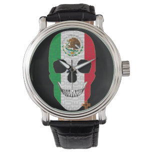 Reloj De Pulsera REUNIONES México mira el cuero negro vintage de lo