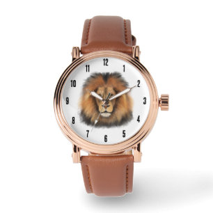 Reloj De Pulsera rey león del jungla realista masculino acuarela