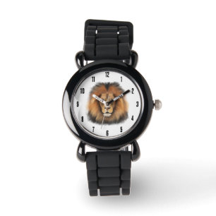 Reloj De Pulsera rey león del jungla realista masculino acuarela