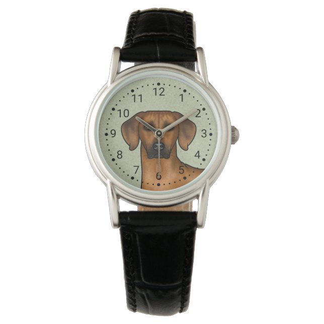 Reloj De Pulsera Ridgeback Rhodesian Brown Cabeza de Perro Africano (Anverso)