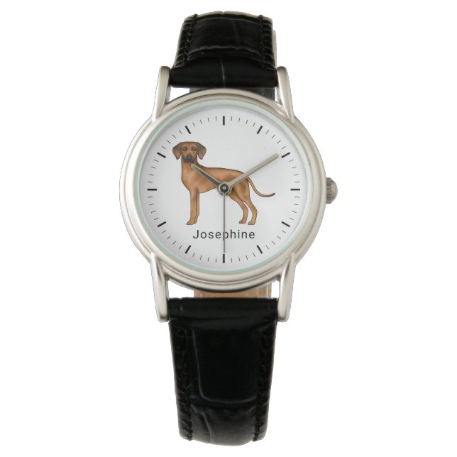 Reloj De Pulsera Ridgeback Rodesiano Cute Perro De León Marrón Con  (Anverso)