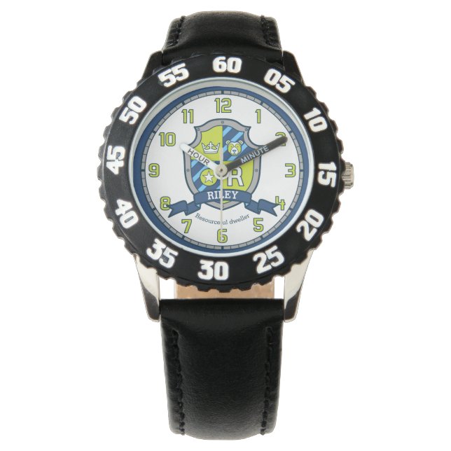 Reloj De Pulsera Riley boys nombra significando azul escudo (Anverso)