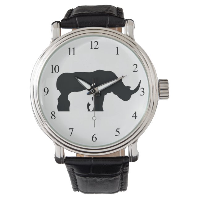 Reloj De Pulsera Rinoceronte blanco y negro (Anverso)