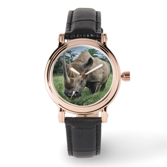 Reloj De Pulsera Rinoceronte negro | Kenia (Anverso)