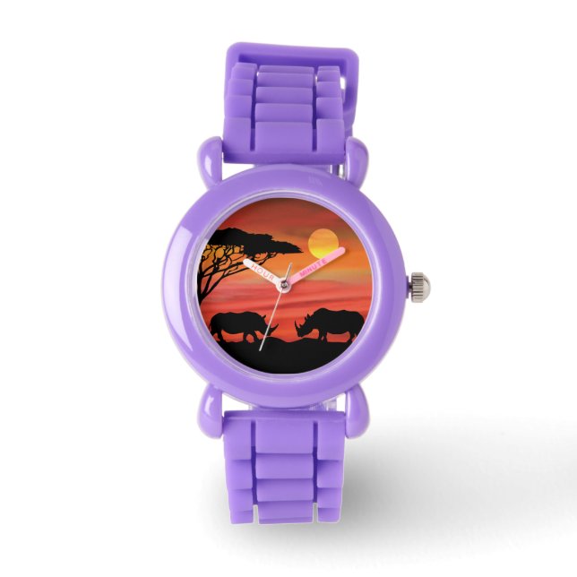 Reloj De Pulsera Rinocerontes cutáneos en el Serengeti (Anverso)