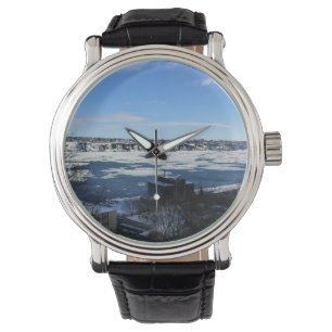 Reloj De Pulsera Río San Lorenzo en invierno, Quebec, Canadá