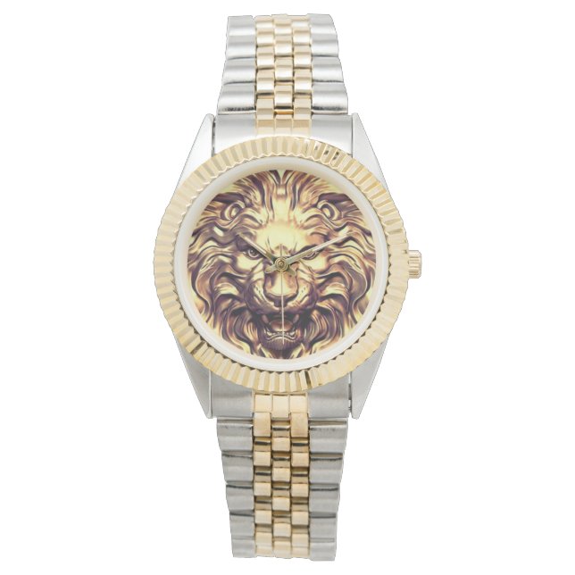 Reloj De Pulsera Roaring Gold Lion Head eWatch (Anverso)