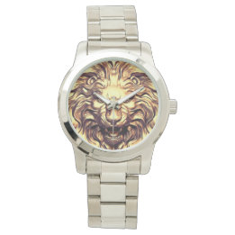 Reloj De Pulsera Roaring Gold Lion Head eWatch