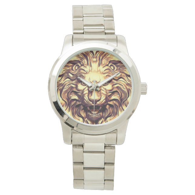 Reloj De Pulsera Roaring Gold Lion Head eWatch (Anverso)