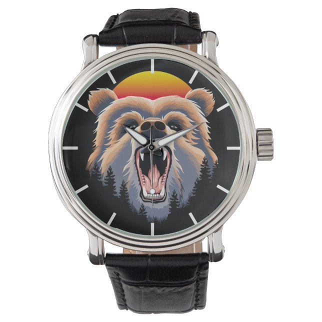 Reloj De Pulsera Roaring Grizzly Bear Face Watch (Anverso)