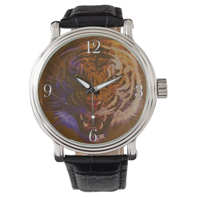 Reloj De Pulsera Roaring Tiger Face Big Cat India Wildlife (Anverso)
