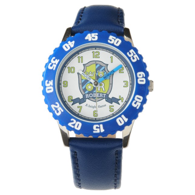 Reloj De Pulsera Robert los chicos llaman escudo azul verde (Anverso)