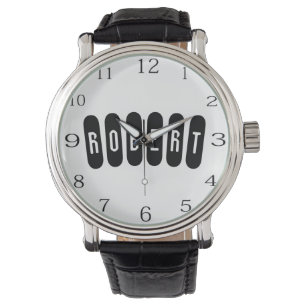Reloj De Pulsera Robert Mens Nombre En Blanco Y Negro,