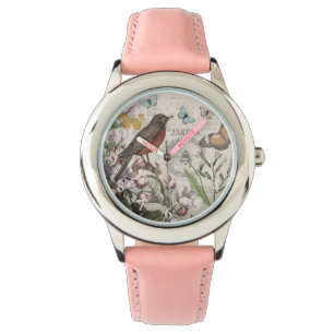 Reloj De Pulsera Robin Elegant Bird Butterfly Arte Francés