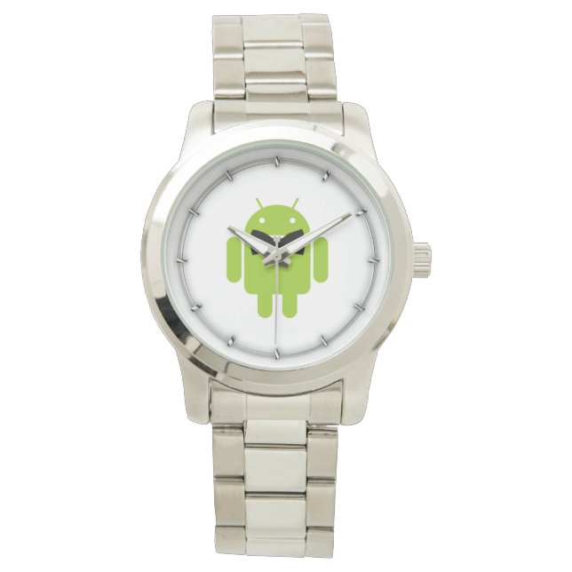 Reloj De Pulsera Robot Android Verde Aneumático Formal (Anverso)