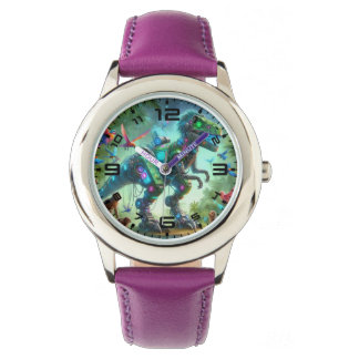 Reloj De Pulsera Robotic Dinosaur Purple Watch