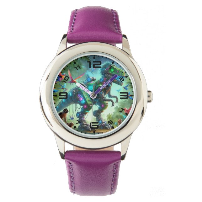 Reloj De Pulsera Robotic Dinosaur Purple Watch (Anverso)