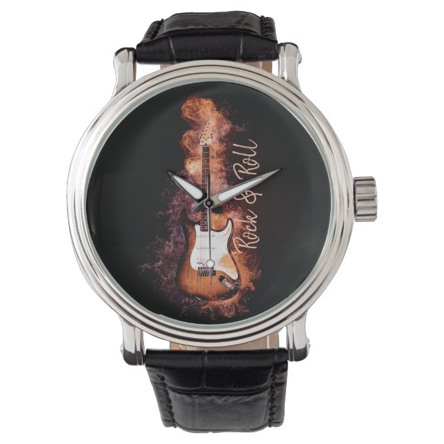 Reloj De Pulsera Rock de guitarra eléctrica y flamencos (Anverso)