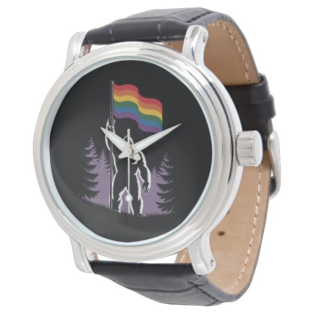 Reloj De Pulsera Rock de pie gigante en la bandera del nuevo orgull (Angular)