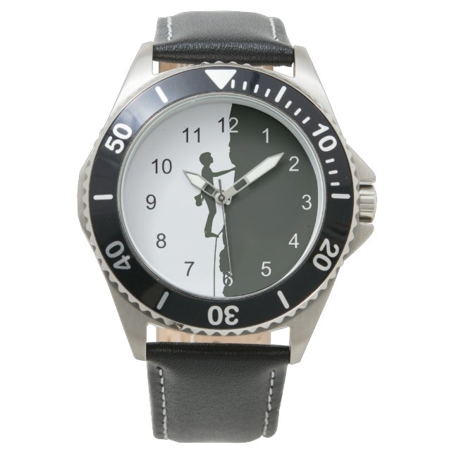Reloj De Pulsera Rock, Mountain Climbing Climber Silhouette (Anverso)