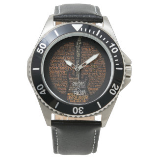 Reloj De Pulsera Rock n Roll Guitar Player Word Art