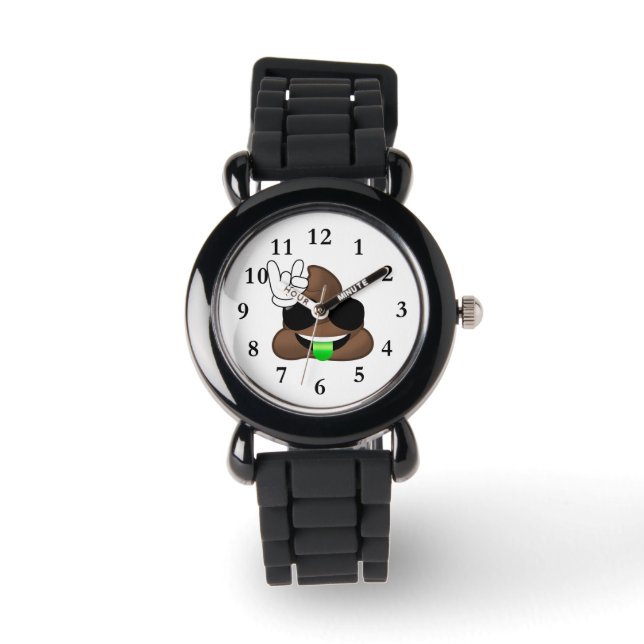 Reloj De Pulsera Rock On Emoji Poop (Anverso)