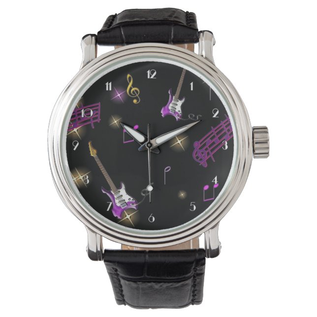Reloj De Pulsera Rock Star Music Background Writing Watch (Anverso)