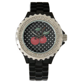RELOJ DE PULSERA ROCKABILLY POKE DOTS CHERRY WRIST WATCH