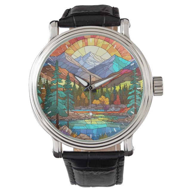 Reloj De Pulsera Rockefas de vidrio templado del Parque Nacional de (Anverso)