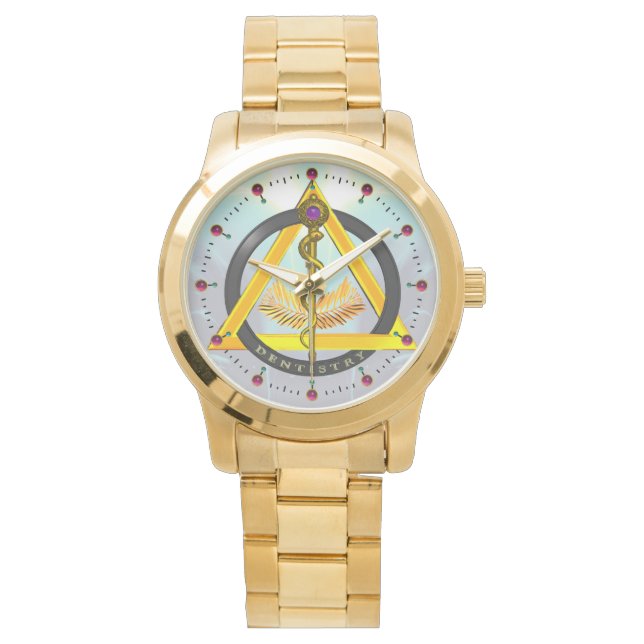 Reloj De Pulsera ROD DE SÍMBOLO DE DENTISTRÍA ASCLEPIUS, azul (Anverso)