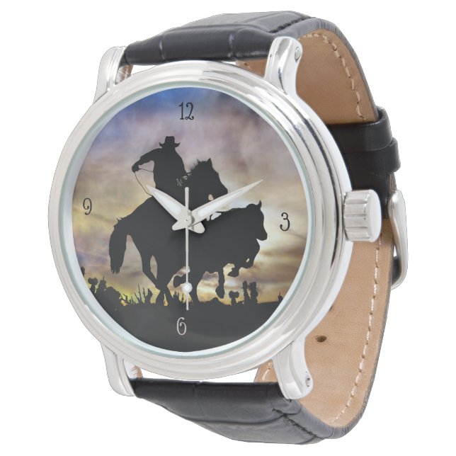 Reloj De Pulsera Rodeo Steer Roping Cowboy (Angular)