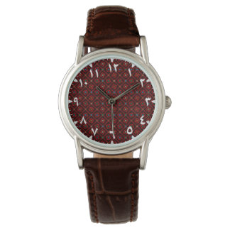Reloj De Pulsera Rojo árabe tatreez moderno