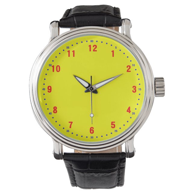 Reloj De Pulsera Rojo / Azul / Amarillo (Anverso)
