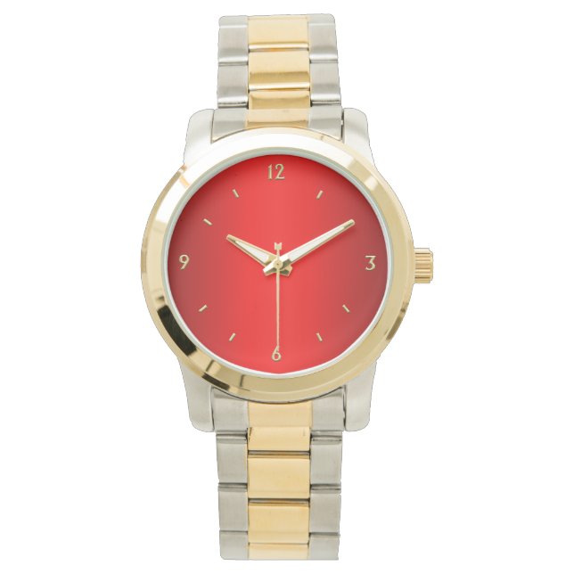 Reloj De Pulsera Rojo con números dorados (Anverso)