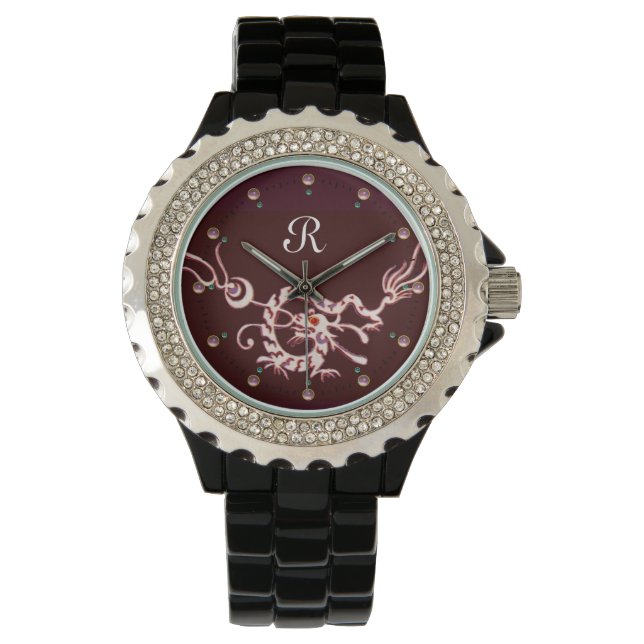 RELOJ DE PULSERA ROJO DRAGÓN DE MAR BLANCO MONOGRAMA (Anverso)
