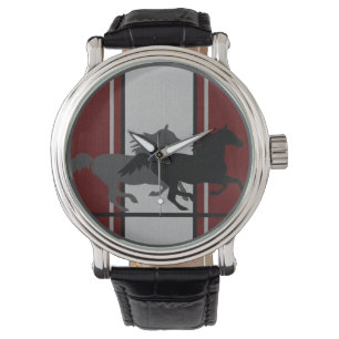 Reloj De Pulsera Rojo profundo con dos bigotes con rayas de Carrera