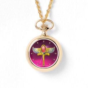 Reloj De Pulsera ROJO TALISMAN/EGIPCIO ANKH CORNUCOPIA Pink