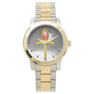 Reloj De Pulsera ROJO TALISMAN ,Ruby Gemstones ,Gris White
