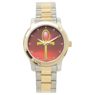 Reloj De Pulsera ROJO TALISMAN ,Ruby Gemstones ,Gris White