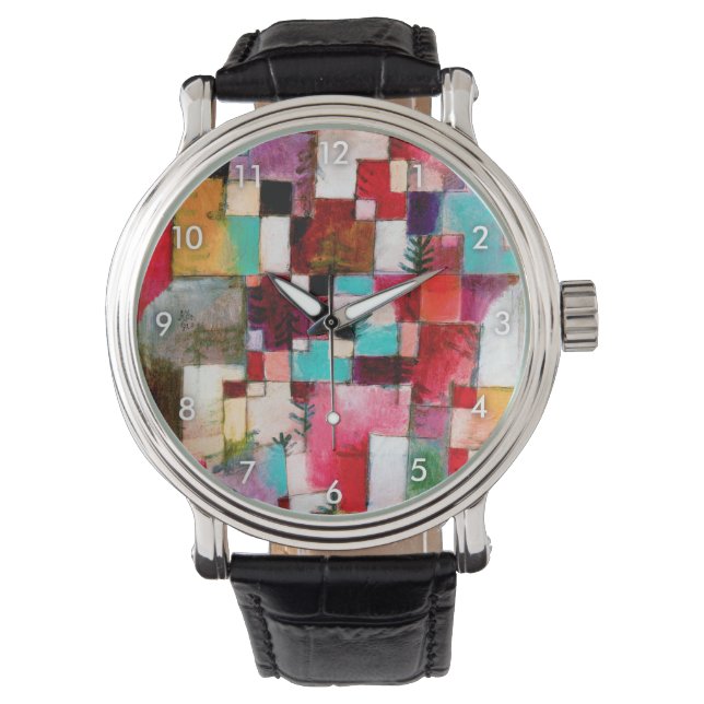 Reloj De Pulsera Rojo Verde y Violeta, Paul Klee (Anverso)