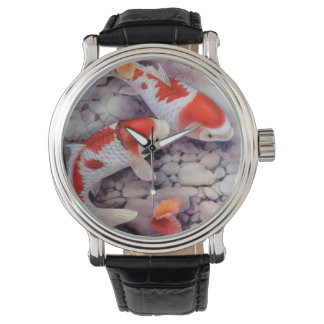 Reloj De Pulsera Rojo y Koi Pond