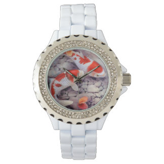 Reloj De Pulsera Rojo y Koi Pond