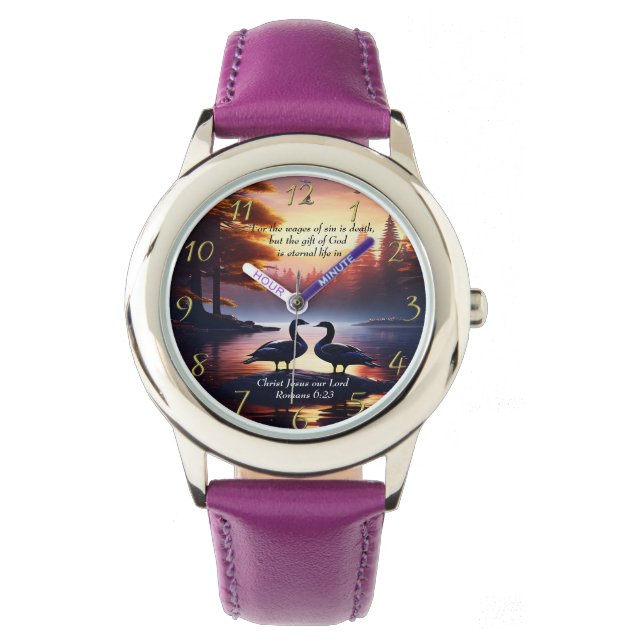 Reloj De Pulsera  Romanos 6:23 Dios así amó   (Anverso)