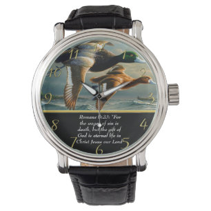 Reloj De Pulsera Romanos 6:23 Fe cristiana cruz con patos